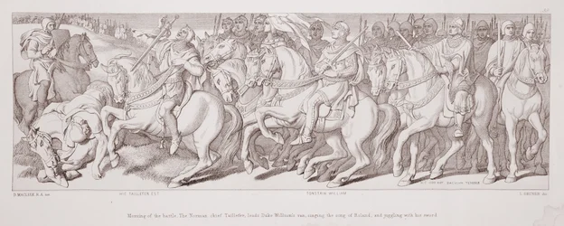 Morning of the battle, the Norman chief Taillefer leads Duke William
